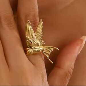 Swallow Peace Bird 18k Gold Stainless Steel Ring